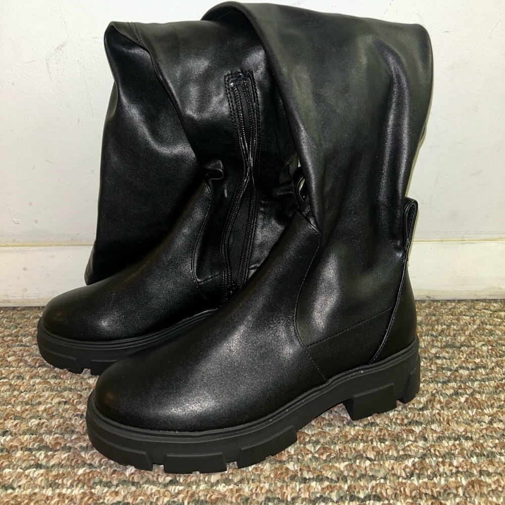 Aldo over the Knee Black Leather Boots